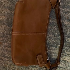 Small brown tan Coach hand bag purse
